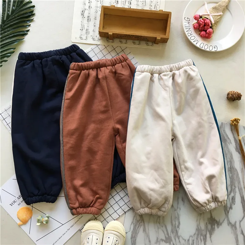 

Tonytaobaby Winter New Style Baby Plain Color Loose-Fit Gymnastic Pants Cotton Pants Pants with Velvet