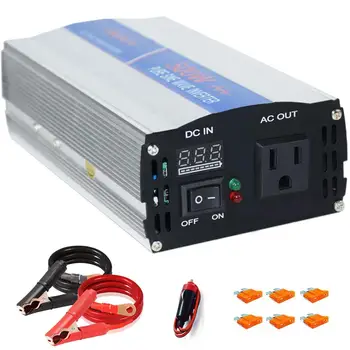 

Peak 1000w Pure Sine Wave Inverter 500w 12v dc to ac 120v Off Grid Solar Power Inverter Car Battery Solar Converter LED Dispaly