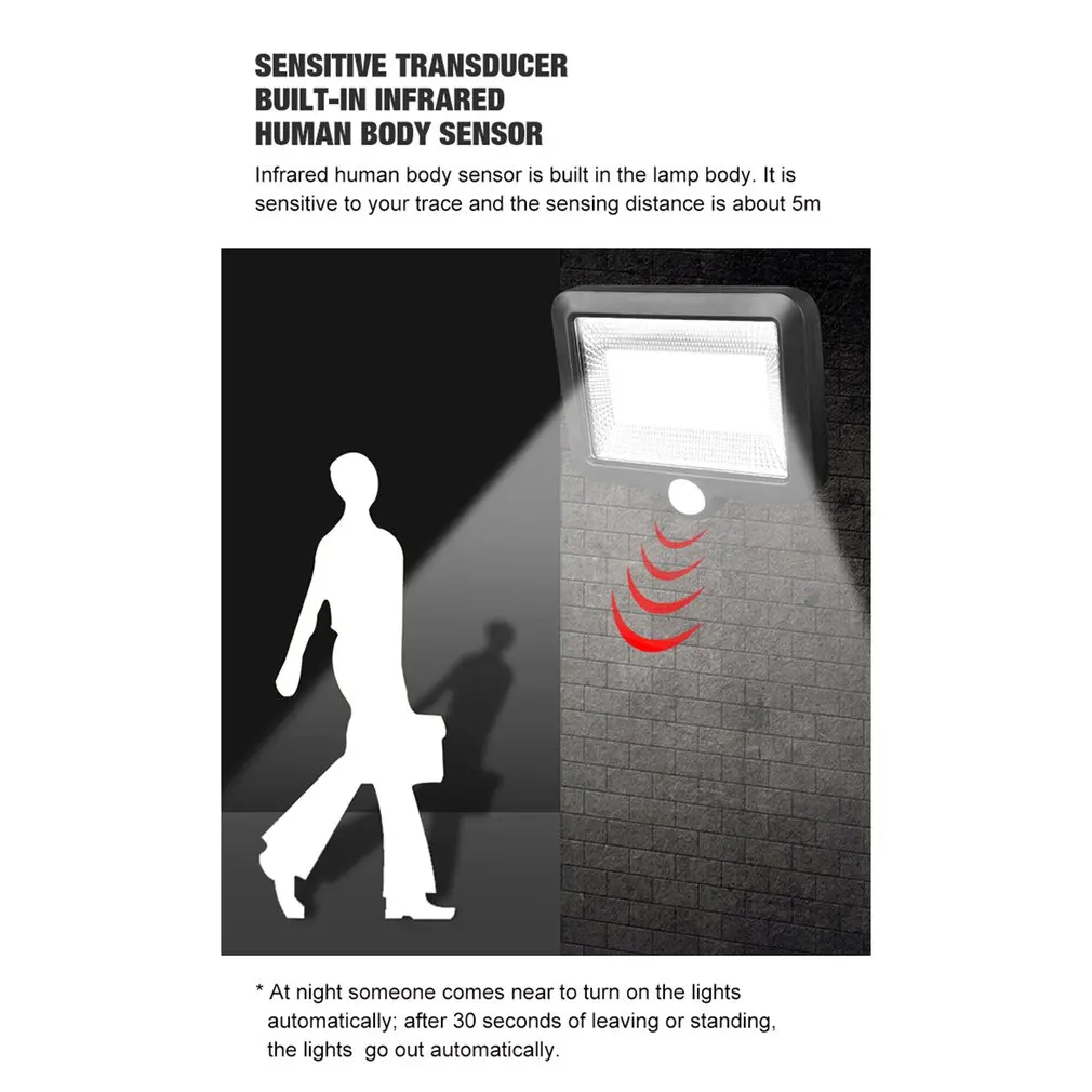 Светодиодный солнечный свет на открытом воздухе садовый фонарик с защитой от воды PIR датчик движения настенный светильник прожекторы безопасность аварийная уличная лампа