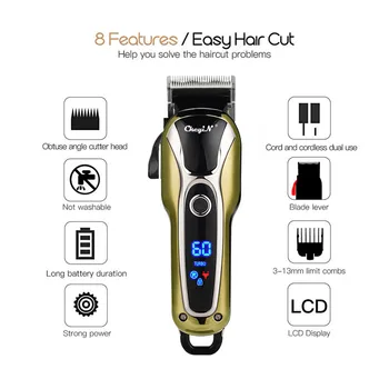 

110-240V Hair Trimmer Men Electric Hair Clipper Razor Beard Trimmer shaving Machine Haircut maquina de cortar cabelo LCD33