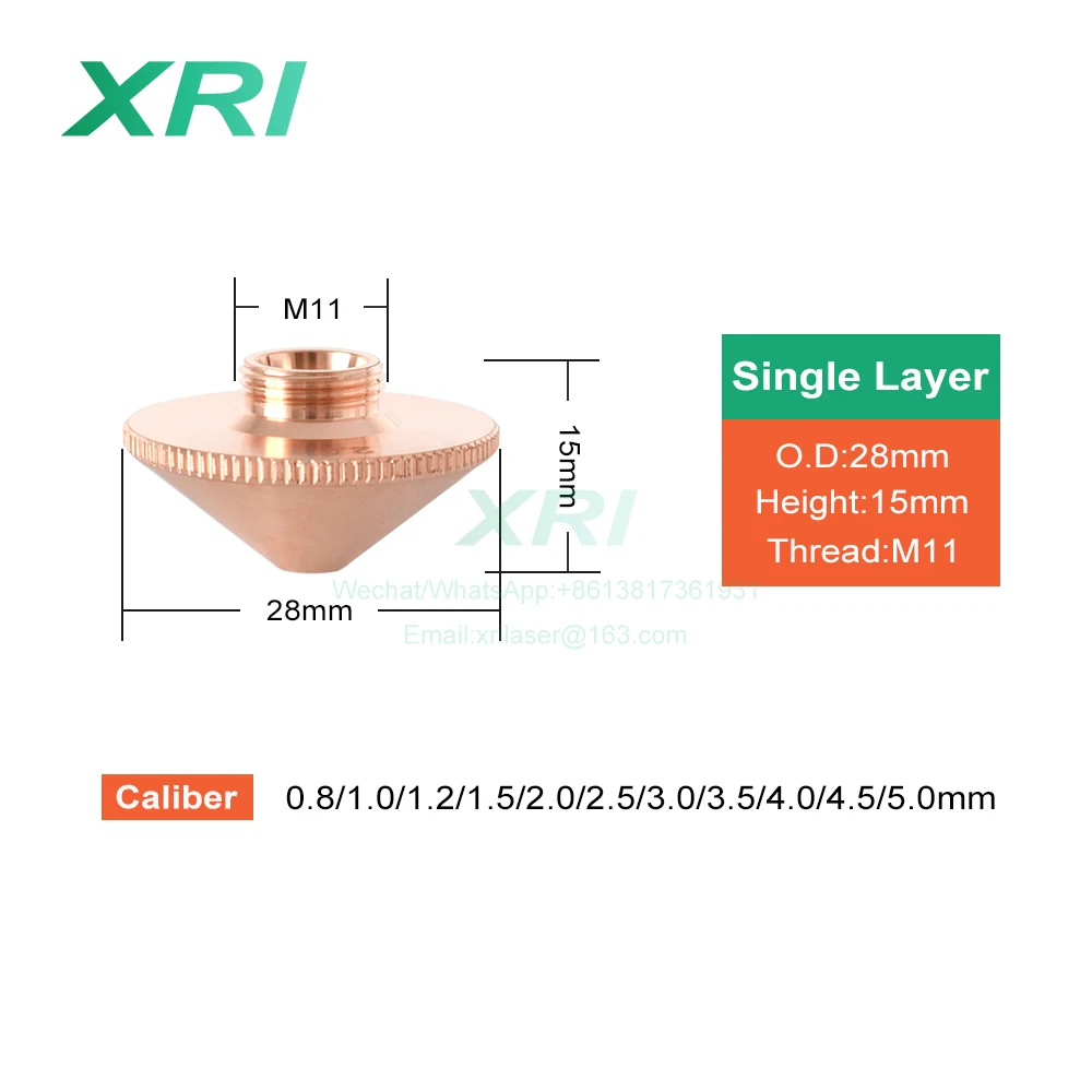 Laser Nozzle For Precitec WSX Dia.28mm Caliber 0.8 - 5.0mm Single Layer / Double Layers  Fiber Laser Cutting Nozzles