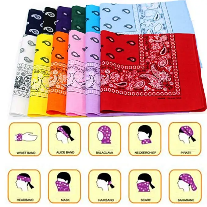 24/pcs Assorted Bandanas 100% Cotton Hip Hop Double Sided Print Paisley Cowboy Bandana Party Square Scarf Headband Handkerchiefs 4