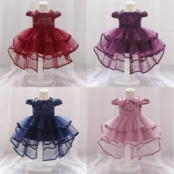 

Baby Girl Beading Sequins Lace trailing Dresses for Baptism Clothing 1 Year Birthday Party Toddler Christening Infant Girl Frock