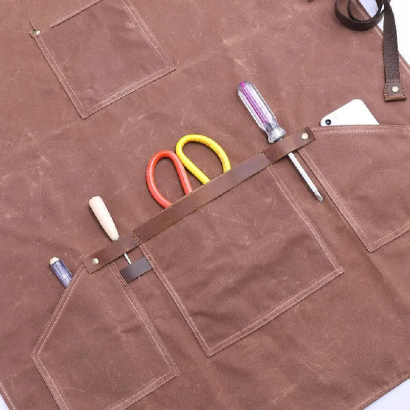 A008 craftmen водонепроницаемый масло Вощеная парусина сварочный фартук холст сверхмощный магазин фартук с карманами регулируемый до XXL