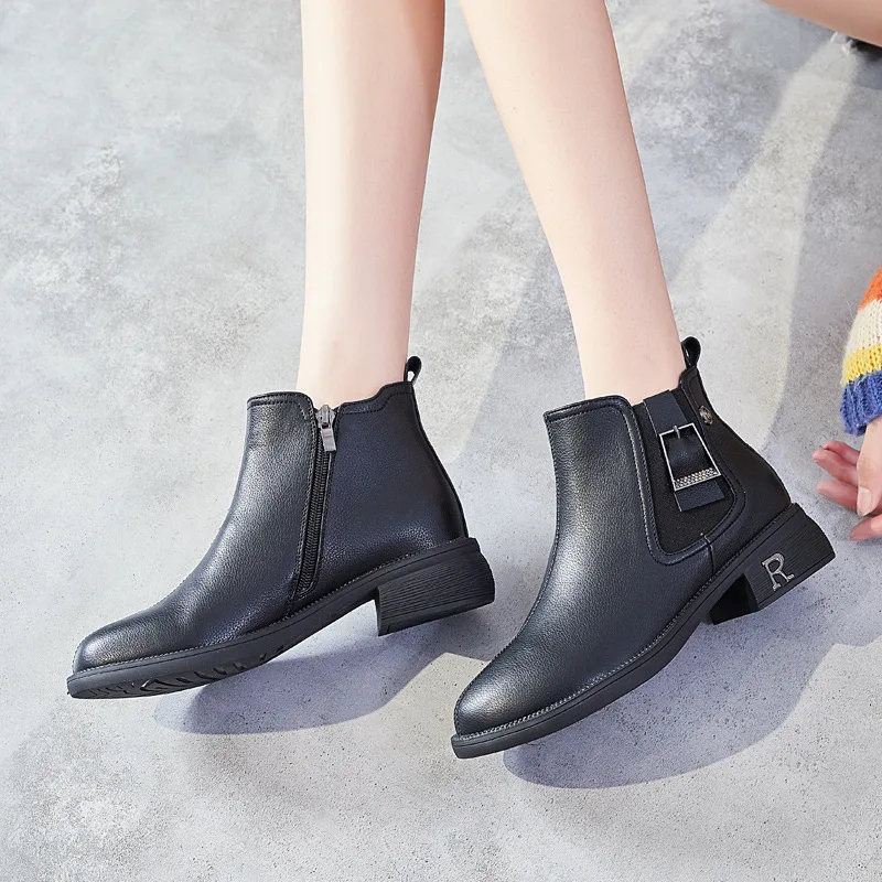 Women's boots 2021 Martin boots women's short boots autumn and winter women's shoes women's boots medium heel Chelsea boots