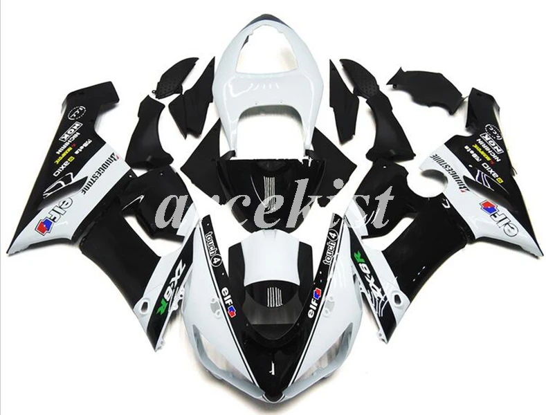 4 подарки ABS мотоцикл полный обтекатель комплект подходит для Kawasaki Ninja ZX-6R 636 2005 2006 05 06 набор кузова белый черный