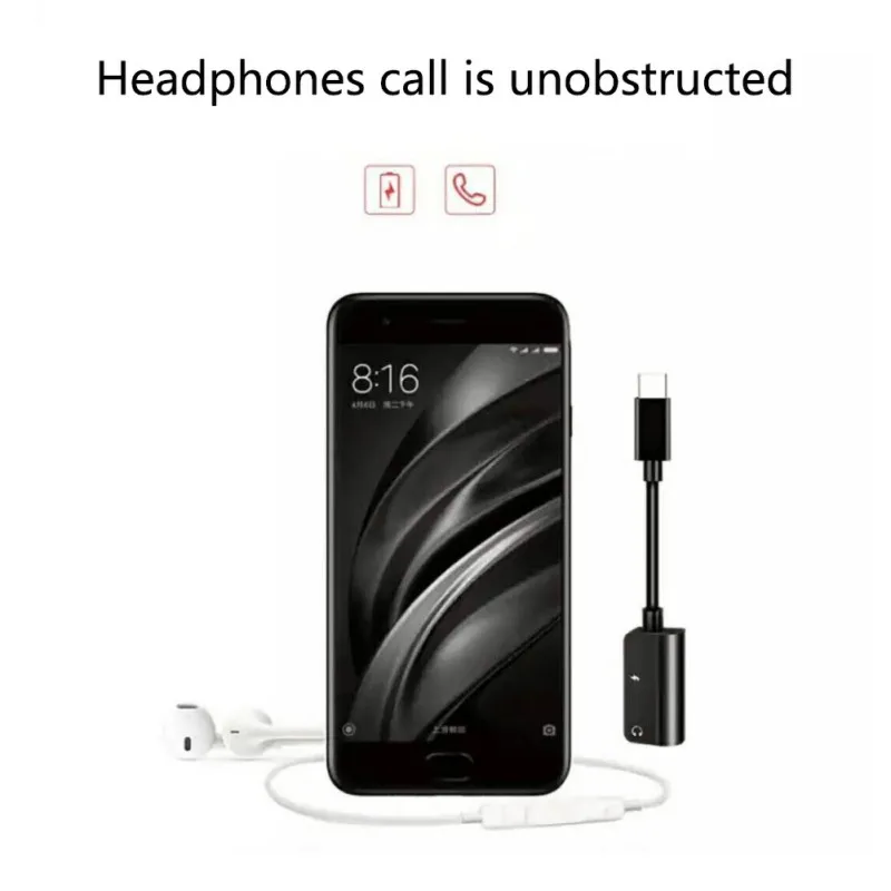 2 в 1 type-C штекер 3,5 мм аудио+ type C Женский адаптер конвертер для Xiaomi SamSung HuaWei телефон