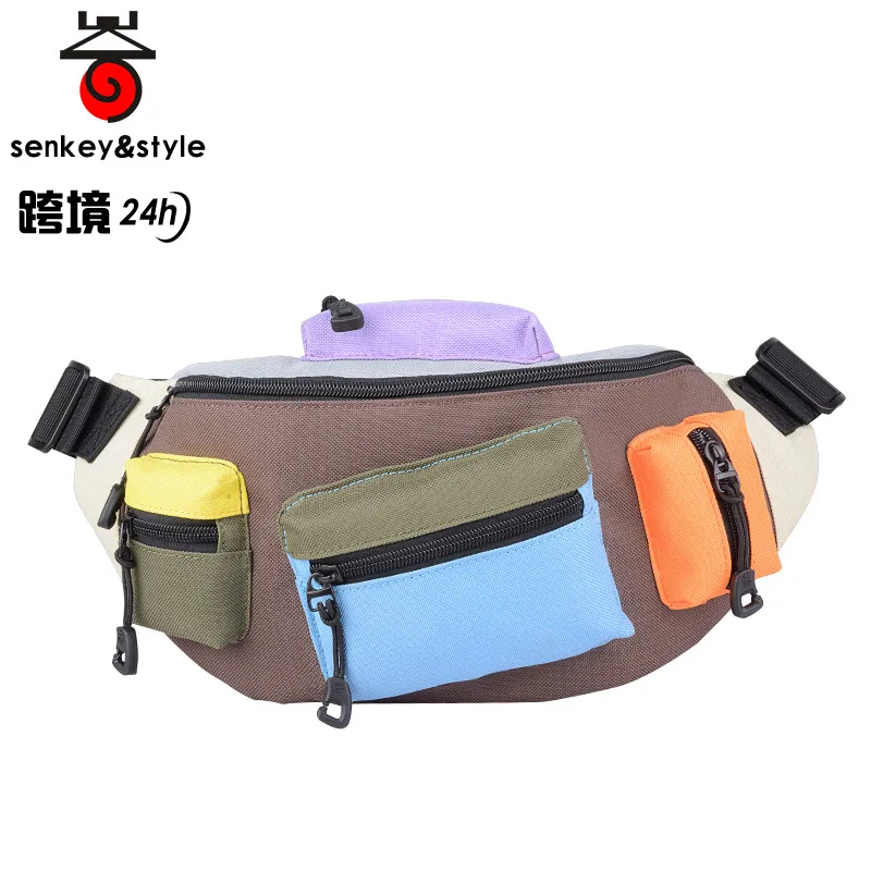 

Contrast Color Wallet Pu Men Body Hugging Mobile Phone Waist Bag Multi-functional Wallet Outdoor Sports Waist Pack