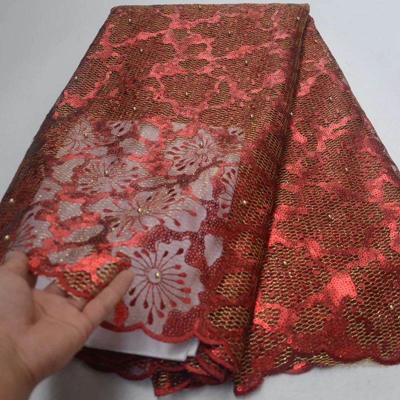 8 colors high quality African sequins French lace fabric with beads double net for attractive party dress FLP171 | Дом и сад
