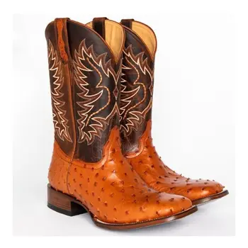 

Mens Mid-calf Boots Vintage PU Leather Embroidery Western Cowboy Biker Boots Slip On Winter Casual Shoes Pointed Toe Men Boots