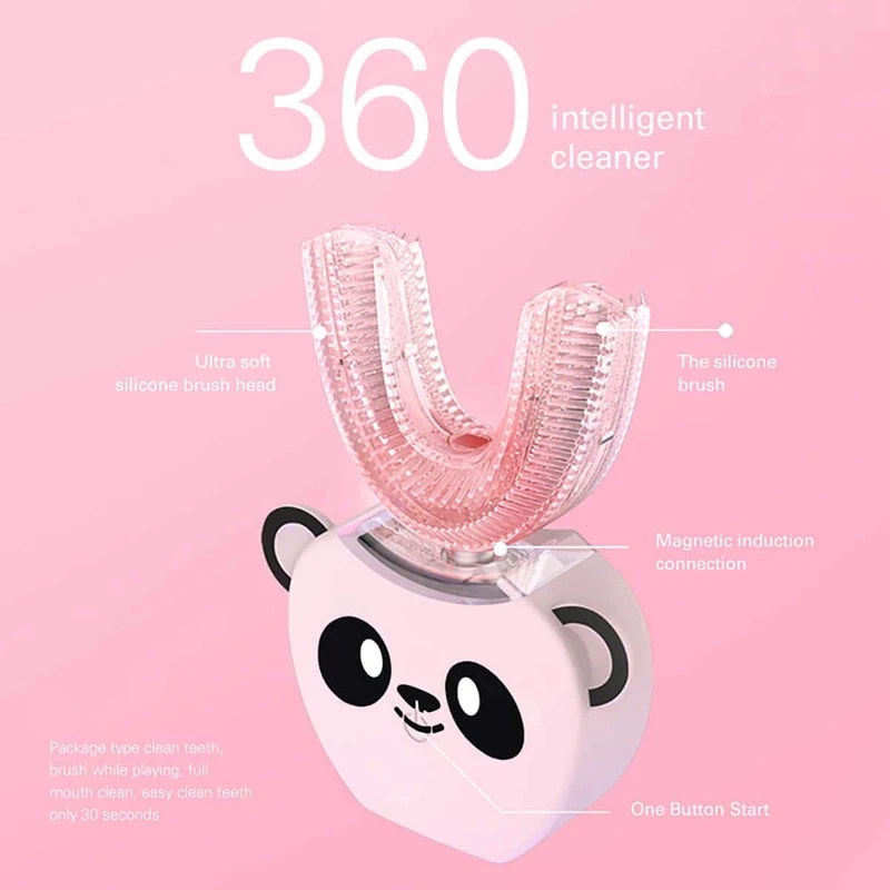 Children's Automatic Electric Toothbrush 360°All-Round Cleaning Whitening Instrument Integrated U Type Mouth Cleaner,Wireless Ch