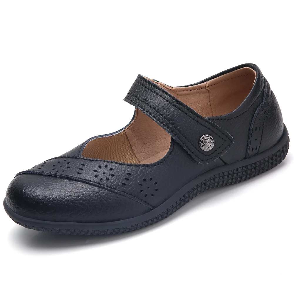 Осенние кроссовки; женская обувь на плоской подошве; zapatos de mujer; женские лоферы на плоской подошве; женская обувь; повседневная обувь mary jane на липучке - Цвет: black J1915