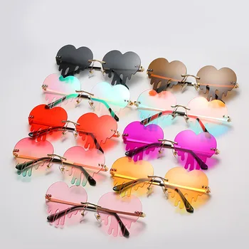 

Rimless Heart Sunglasses Women 2020 New Brand Design Heart Frame Vintage Fashion Red Pink Sun Glasses Shades