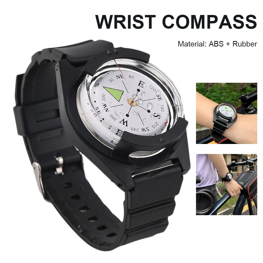 Camping Portable Waterproof Rubber Watchband Compass for Outdoor Uses Wrist Compass Hiking 