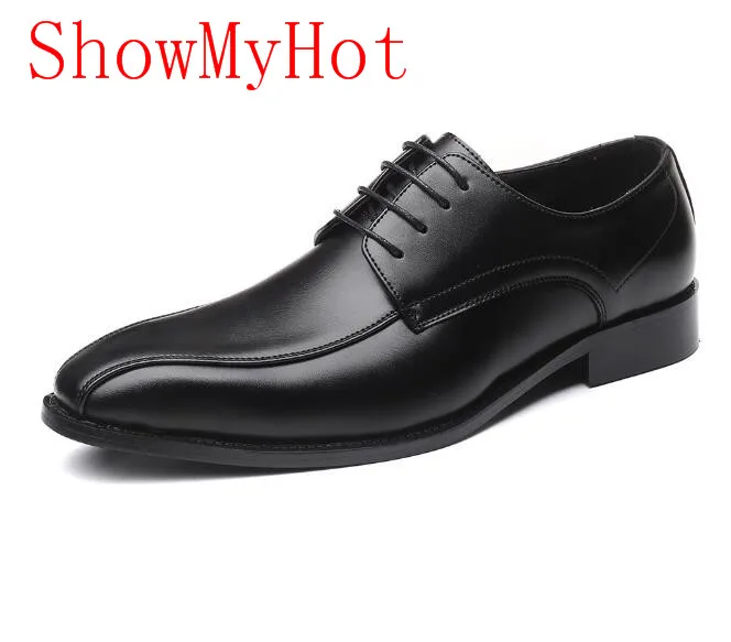 ShowMyHot; брендовая мужская официальная обувь; Мужские модельные туфли-оксфорды; классические деловые туфли с круглым носком; Sapatos homme; свадебные туфли для джентльмена