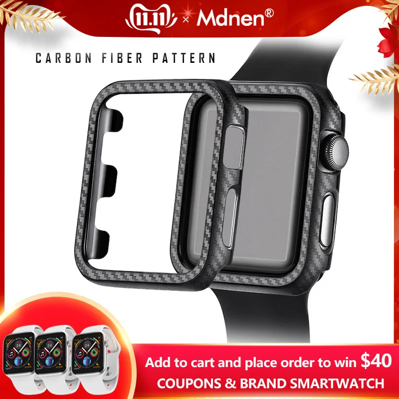 

MDNEN Protector For Apple Watch Case Cover For IWatch Series 4 3 2 1 With Ultra-fine Carbon Fiber Strap 38MM 42MM 40MM 44MM