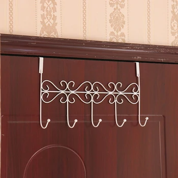 

Metal 5-Hook Behind Door Hanger Bag Clothes Key Scarf Hanging Holder Organizer Durable To Use Over The Door Design No Drill Need