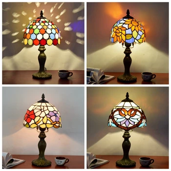 

Tiffany Style Table Lamp for Bedroom Bedside Study Room Living Room Decoration Masa Lambas Mosaic Stained Glass Tiffanylamp E27