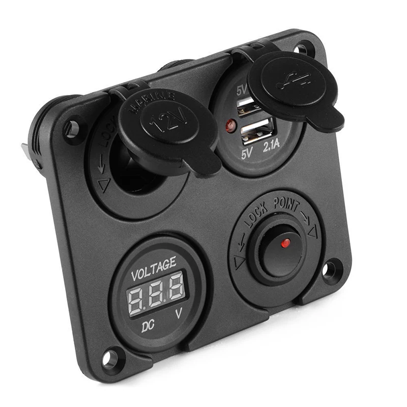 Автомобиль Лодка прикуриватель розетка 12-24 в двойной USB зарядное устройство вольтметр RV яхты специальный переключатель панель автомобиль мобильный телефон зарядное устройство автомобиль