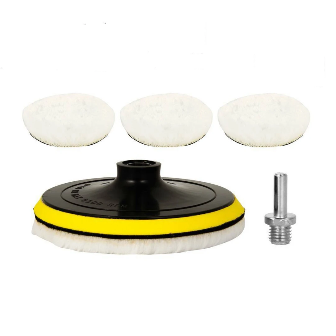 

5pcs 6 Inch Wool Polishing Pad For Polisher Machine Waxing Polishing Buffing Car Paint Care Polisher Pads