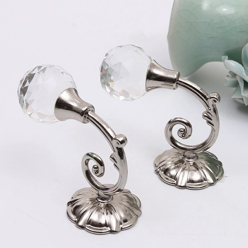 2pcs Large Curtain Rods Accessoires Metal Crystal Glass Curtain Holdback Wall Tie Back Hooks Hanger Holder