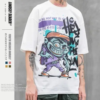 

Lindsey Seader Graffiti Little Imp Print Tshirts Streetwear Hip Hop Harajuku Tees Shirts Hipster Loose Fit Short Sleeve Tops Men