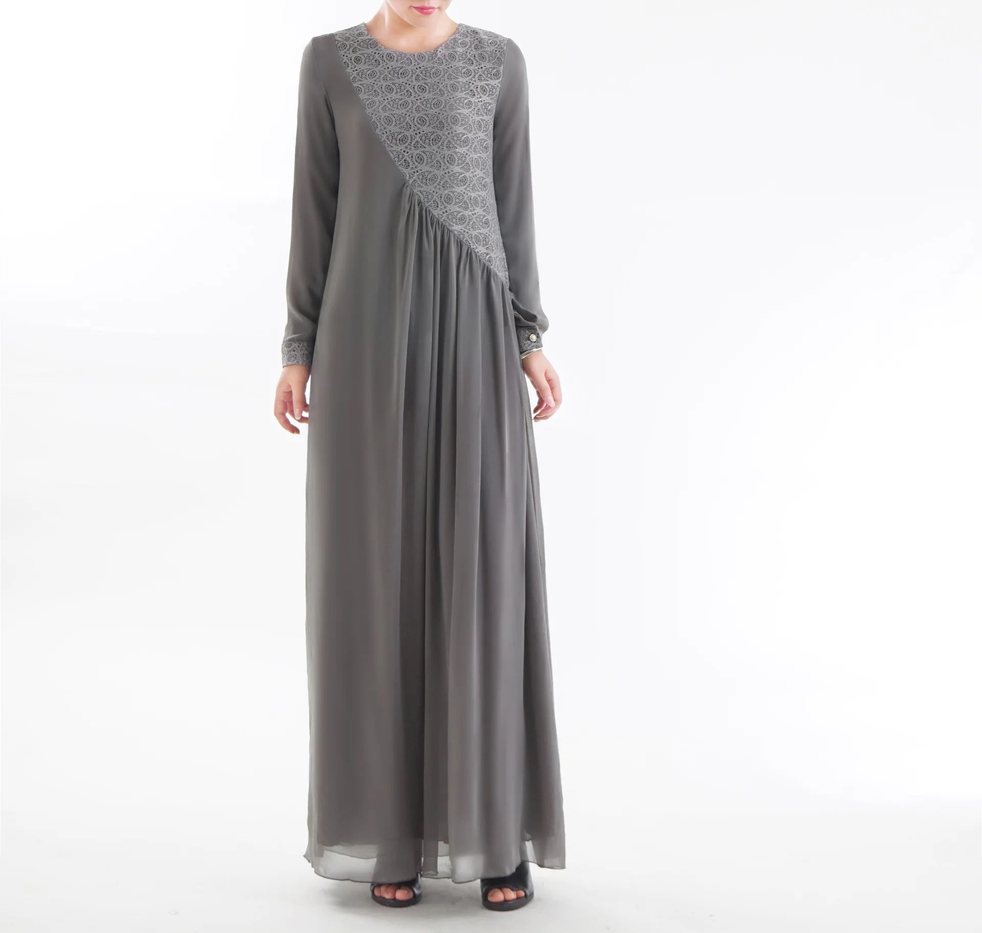 

2019 New Style Muslim Robe WOMEN'S Dress Mesh Dress Lace Nation Dress