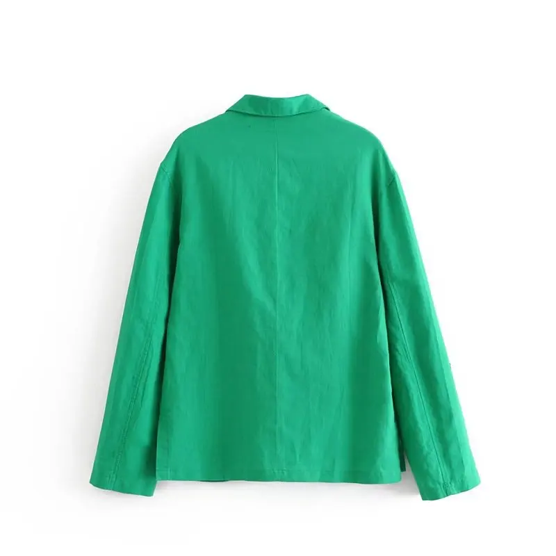 

Supply of Goods 2018 Autumn Flax Candy-Colored Women's Business Suit Collapsible Sleeve Solid Color Middle Long Coat