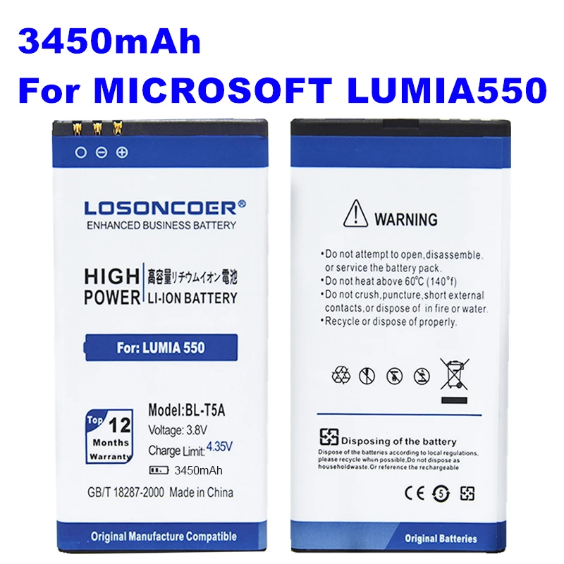 3450 мАч BL-T5A батарея большой емкости BL T5A для Nokia microsoft Lumia 550 730 735 738 Супермен RM1038 RM1040 Lumia 550