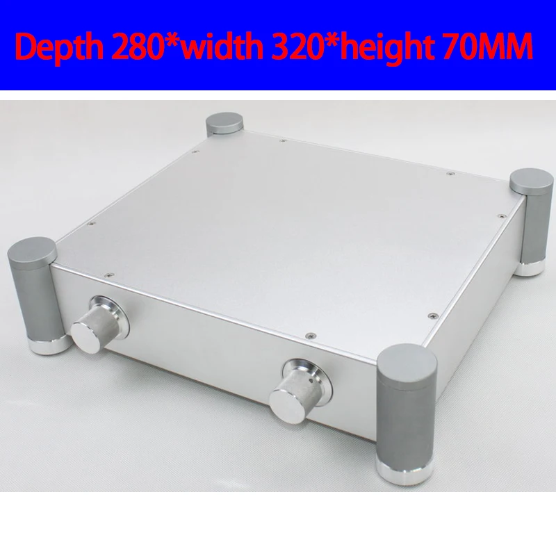 

KYYSLB 280*320*70MM CJ062 All Aluminum Preamp Amplifier Chassis Box House DIY Enclosure with Feet Knob Amplifier Case Shell