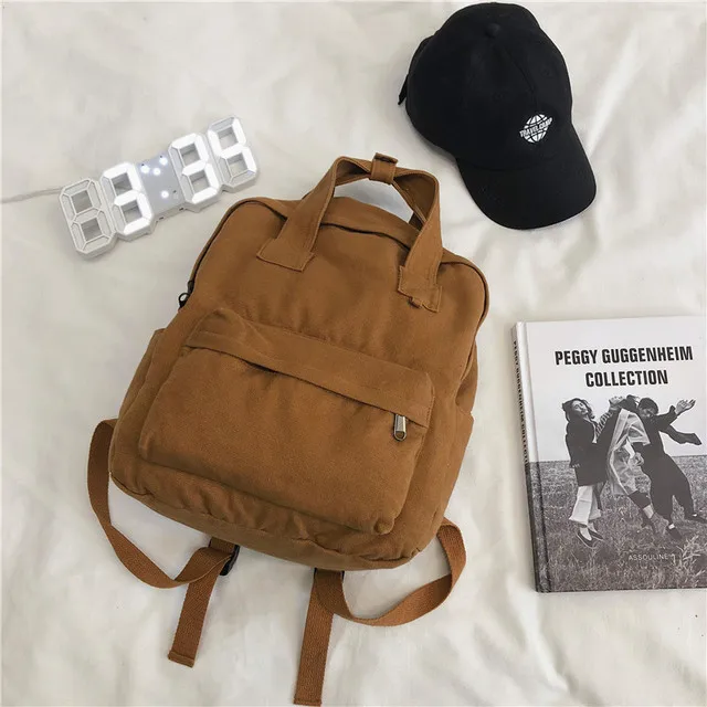 Retro Large Capacity Soft Canvas Women's Backpacks Fashion Student Schoolbag Teenager Girl Travel Backpack Sac A Dos 2021 New brown-2