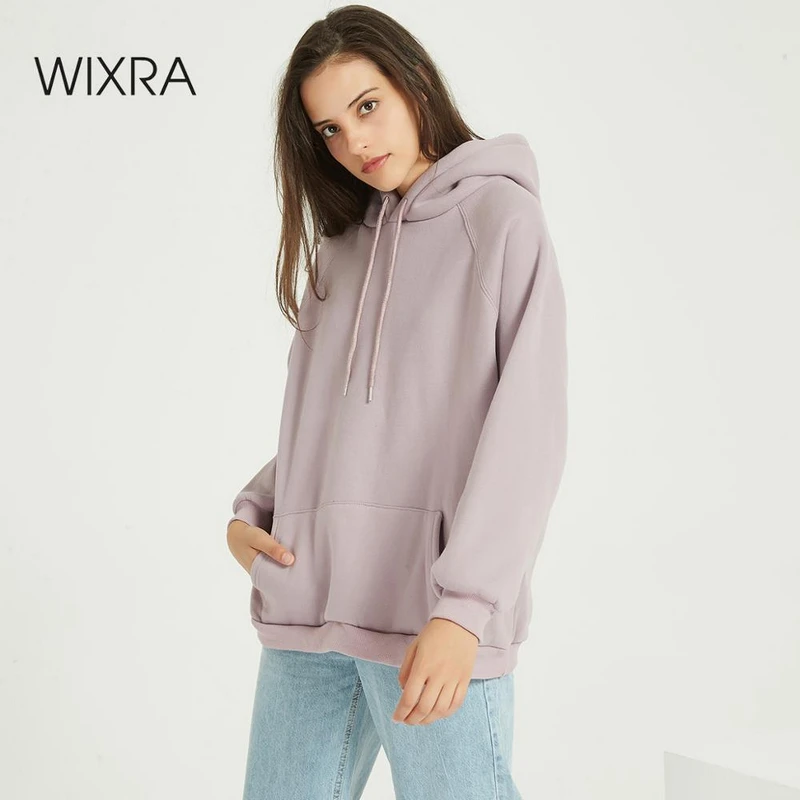 Женские повседневные толстовки с длинным рукавом Wixra однотонные классические
