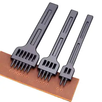 

DIY Leather Round Row Punching Set 3/4/5/6mm Spacing Hole Punches High Quality Steel Lacing Stitching Hand Sewing Thread Tool