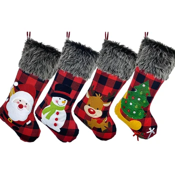 

Christmas Stocking Candy Present Storage Bag Decor Props Santa Claus Snowman Elk Socks For Home New Year Xmas Party Supplies