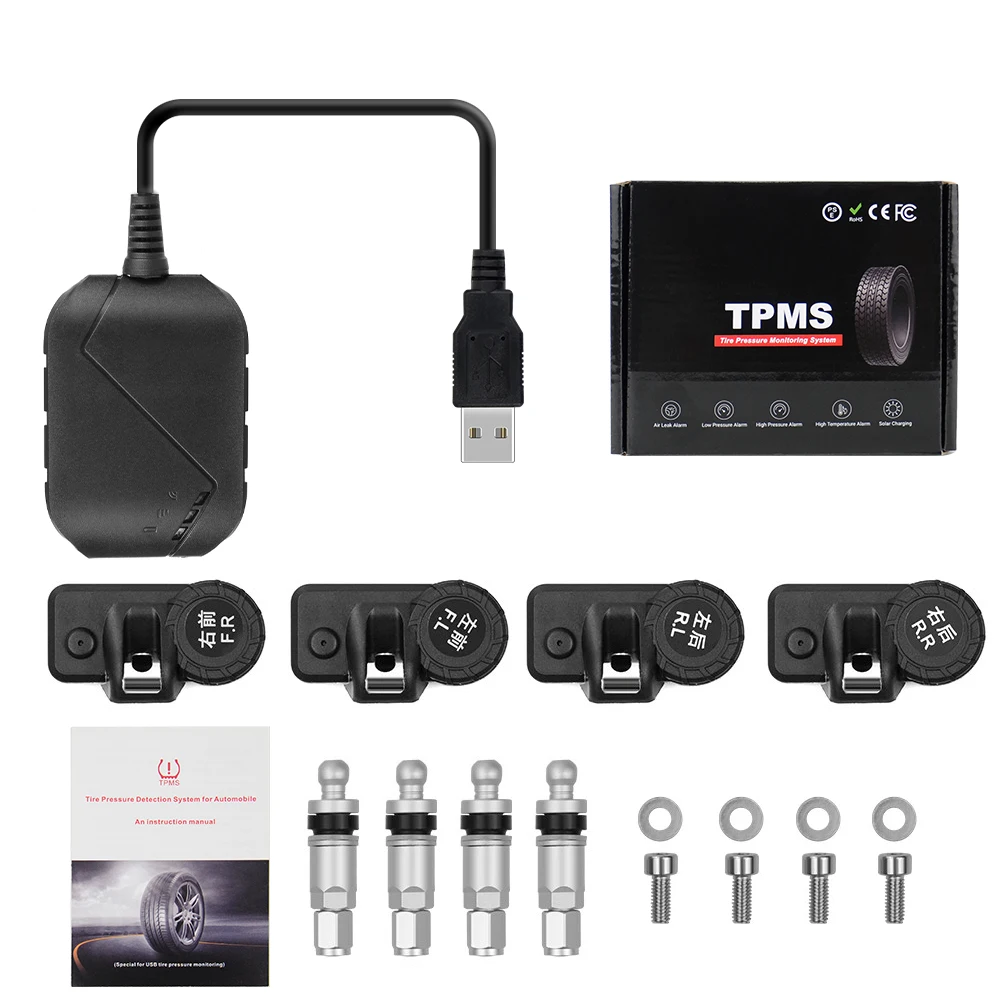 Система мониторинга давления в шинах TPMS на солнечной батарее с ЖК-дисплеем |