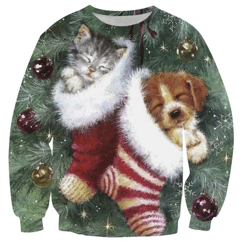 GK227 Ugly Christmas Sweater men/women Couple 3D Print Pull Homme Loose Pullover New Year Cosplay Winter Tops Men Clothes Kersttrui - Цвет: GK227