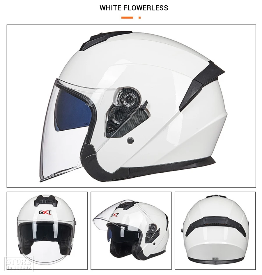 GXT мотоциклетный шлем для мужчин и женщин, полулицевой Мото шлем, летний скутер, мотоциклетный шлем с двойными линзами со съемным линнером