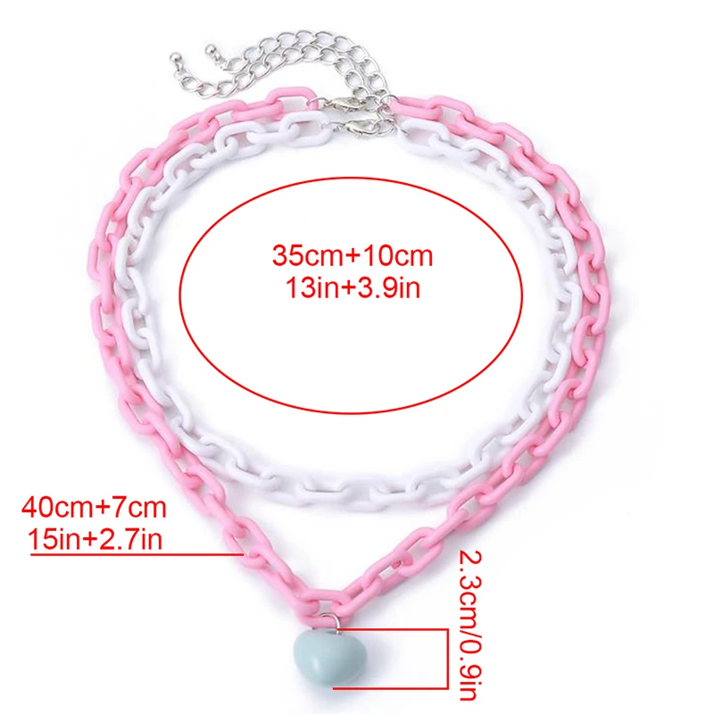 Clavicle Choker Multilayer Heart Pendant Acrylic Necklace Women Jewelry