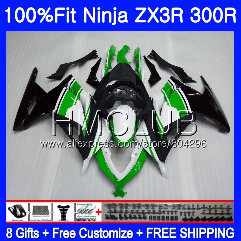 Инъекции для KAWASAKI NINJA ZX3R цвета: черный, зеленый, EX 300 ZX 300R 2013 10JK. 15 EX300 ZX-3R ZX300R 13, 14, 15, 16 лет обтекатель - Цвет: No. 1