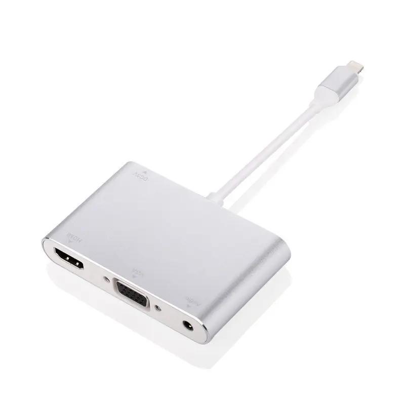 Silver 8 Pin к HDMI кабель HD 1080P конвертер HDMI VGA Аудио адаптер usb-кабель кабель для HD ТВ цифровой AV для iPhone IOS - Цвет: Silver
