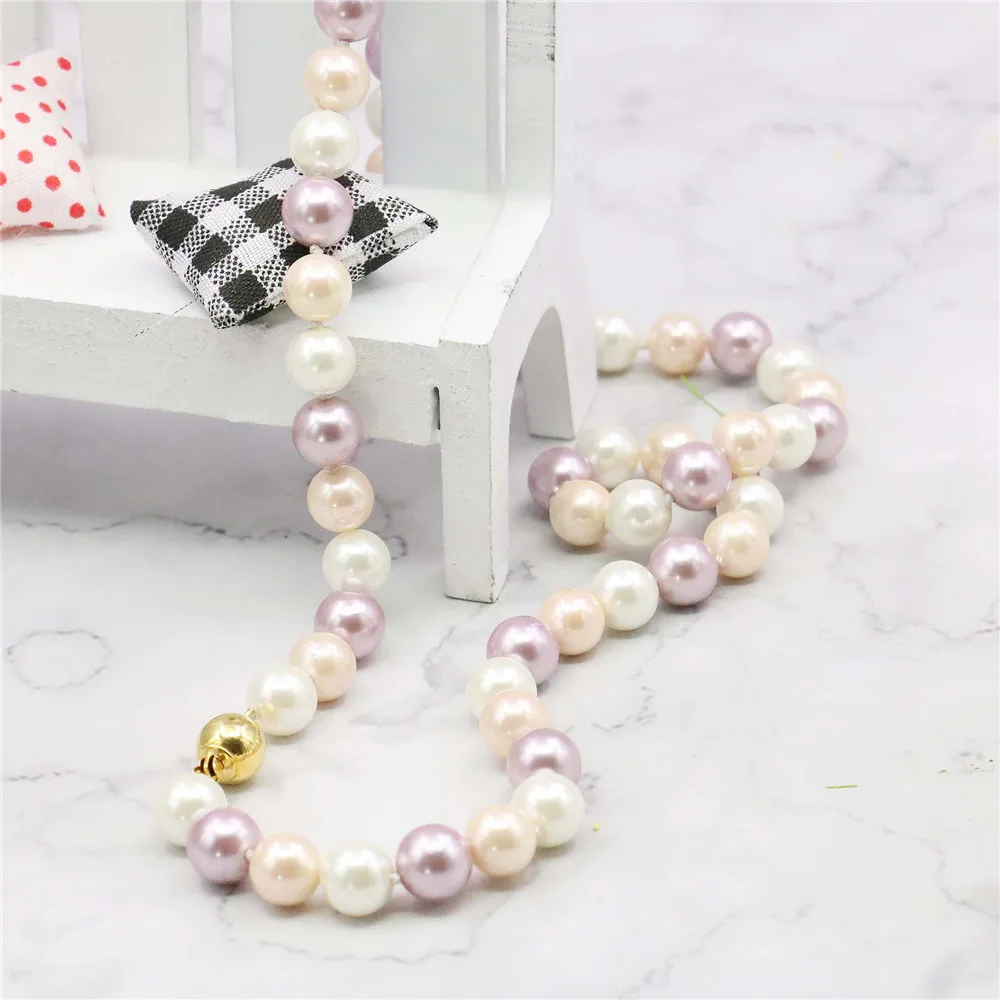DIY New! 8MM Multi-Color South Sea Shell Pearl Necklace 18" Natural beads DIY Hand Made jewelry making AAA+++ about52pcs/strands - Image 4