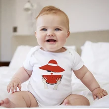 

Baby Clothes for Boy Girl Watermelon Lady Print Short Sleeve Infant Bodysuit Casual Home Toddler Onesies Summer 2022 Dropship