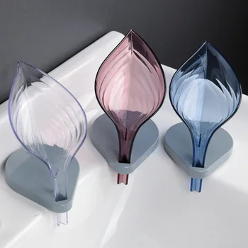 

Non-slip Bathroom Soap Holder Simple Leaf Shape Soap Box Creative Kitchen Dish Brush Rack Household Tray Holder Case Container
