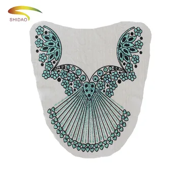 

Silver Green Embroidered Lace Collar Neckline Venise Applique Embroidery Sewing on Patches Sewing Fabric Accessories Appliqued