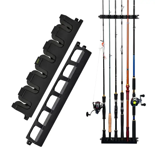 US $13.86 Booms Fishing WV2 Vertical 6-Rod Rack Fishing Pole Holder Rod Holders Wall Mount Modular for Garage