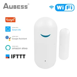 AUBESS Tuya Smart WiFi Door Sensor Door Open / Closed Detectors Wifi Home Alarm Compatible With Alexa Google Home Smart Life App