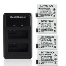1900Mah 7.4V LP-E8 LPE8 Lp E8 Batterij Batterie Met Lcd Dual Charger Voor Canon Eos 550D 600D 650D 700D X4 X5 X6i X7i T2i T3i