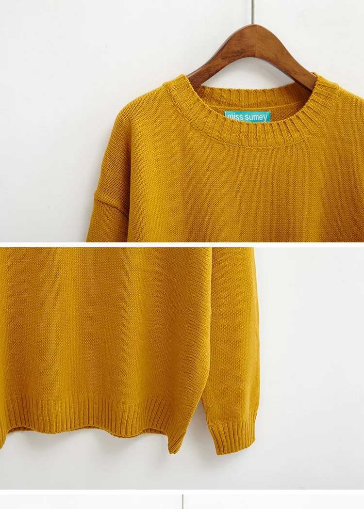 Neploe Pull Femme осенне-зимний женский свитер корейский однотонный Вязаный топ с длинными рукавами Свободный Повседневный пуловер Джемперы 54055