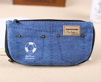 Light Blue Корея Многофункциональный школьный пенал и сумки большой емкости Холст Ручка штора коробка для мальчиков студентов подарки канцелярские принадлежности - Цвет: Light Blue