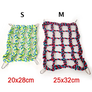 

2 Sizes Parrot Climbing Rope Weave Net Ladder Hemp Rope Training Cotton Cage Hanging Pet Activity Hamster Supplies Bird Toys